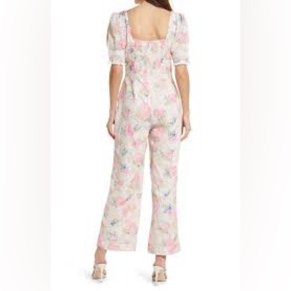 NWT Adelyn Rae Angei Eyelet Embroidered Jumpsuit in Pink Floral - Picture 4 of 15